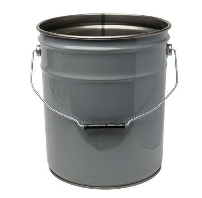 Acero gris 26 24 Ga cabeza abierta 5 galones cubo de pintura con tapa rizada