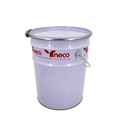 Cubo de pintura blanca de acero de 5 galones con cubiertas de llave de palanca