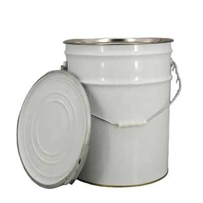 Cubo de pintura de 5 galones Metal blanco con tapa de anillo de bloqueo de palanca