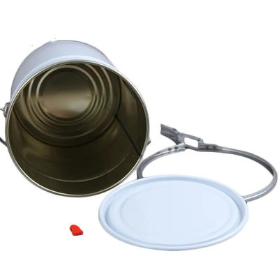 Cubo de pintura de 5 galones Metal blanco con tapa de anillo de bloqueo de palanca