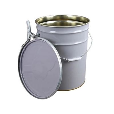 Cubo de pintura de 5 galones Metal blanco con tapa de anillo de bloqueo de palanca