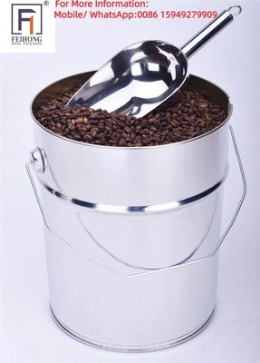 Cubo de metal de 25 litros con tapa para granos de café tostados