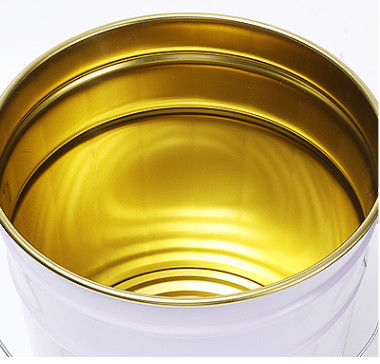 Cubo de pintura metálica de lata blanca de 5 galones con recubrimientos de oro
