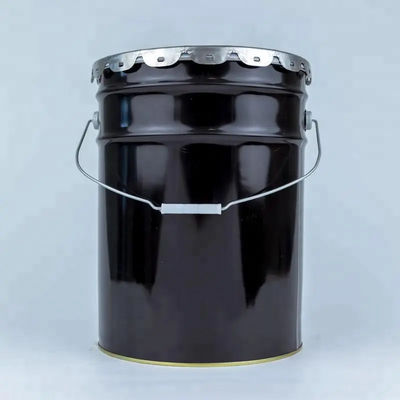 Cubo de pintura de metal negro y tapa de 5 galones con revestimiento de plástico antióxido y tapa de borde de flores