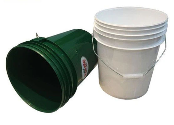 Contenedores de plástico de 20 litros y 5 galones con asas metálicas para almacenamiento de pinturas