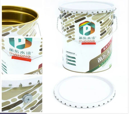 Cubo de acero de 4 galones impreso a medida con cabeza abierta con tapa de borde rizado