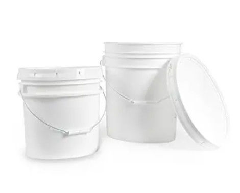 Contenedores de plástico blanco de 3 galones de grado alimenticio con tapas de mango