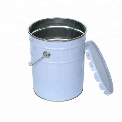 Acero gris 26 24 Ga cabeza abierta 5 galones cubo de pintura con tapa rizada