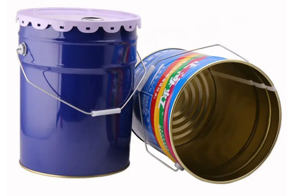 Cubo de acero con cabeza abierta de lata redonda de 6 galones con cubierta de borde de flor extraíble