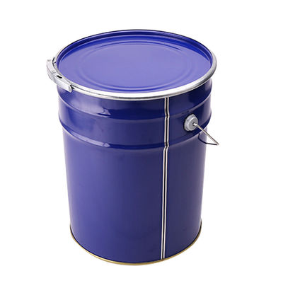 Cubo de pintura metálico de hojalata redonda de 6 galones con llave de bloqueo, tapa de anillo y mango de metal