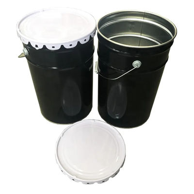 Cubo de pintura de metal cilíndrico de 25L con tapa de flores para empacar pintura