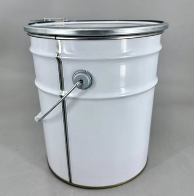 Cubo de acero de cabeza abierta de 20L con tapa y mango para agua y base de disolvente
