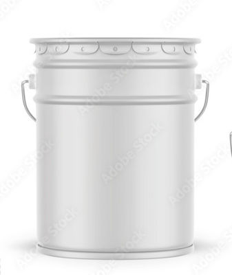 Cubo de pintura de metal blanco mate con tapa de borde de flores