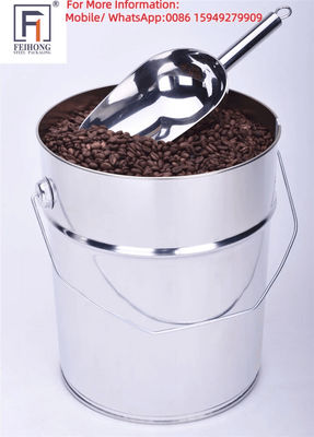Baldes de granos de café de acero inoxidable con válvula de aire para sellar la tapa y la prensa de fondo
